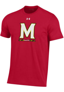 Under Armour Maryland Terrapins Red Primary Team Logo Perf Cotton Short Sleeve T Shirt
