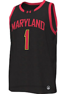 Mens Maryland Terrapins Black Under Armour Replica 1 Basketball Jersey