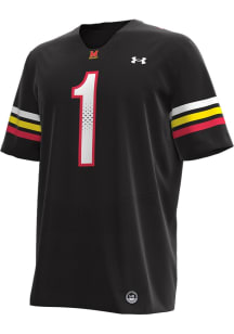 Mens Maryland Terrapins Black Under Armour Number 1 Replica Jersey Football Jersey