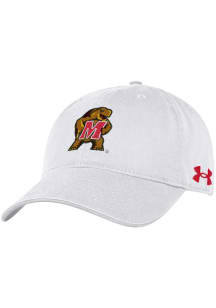 Under Armour White Maryland Terrapins Washed Performance Adjustable Hat