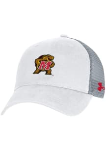 Under Armour White Maryland Terrapins Washed Performance Trucker Adjustable Hat