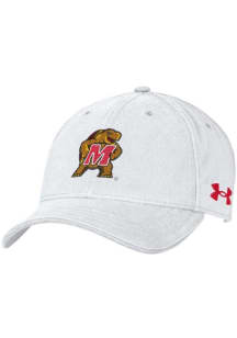 Maryland Terrapins Under Armour Washed Performance Youth Adjustable Hat - White