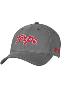 Maryland Terrapins Under Armour Script Washed Performance Youth Adjustable Hat - Charcoal
