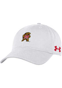 Maryland Terrapins Under Armour Washed Performance Womens Adjustable Hat - White