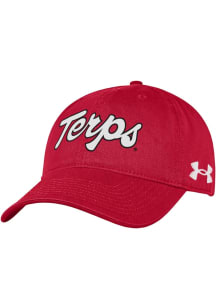 Maryland Terrapins Under Armour Script Washed Performance Womens Adjustable Hat - Red