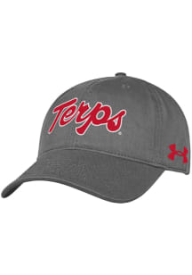 Maryland Terrapins Under Armour Script Washed Performance Womens Adjustable Hat - Charcoal