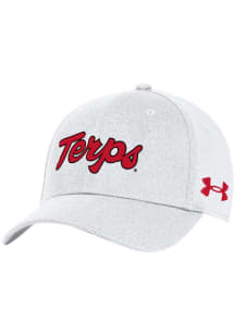 Maryland Terrapins Under Armour Script Blitzing Stretch Flex Hat - White