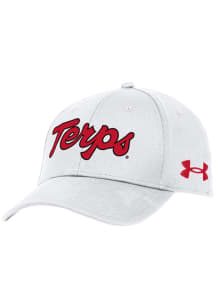 Under Armour White Maryland Terrapins Script Blitzing Performance Adjustable Hat