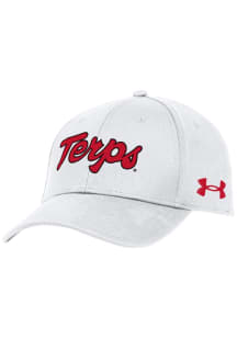 Maryland Terrapins Under Armour Script Blitzing Performance Womens Adjustable Hat - White