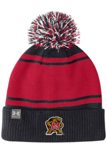 Maryland Terrapins Under Armour POM Beanie Mens Knit Hat - Black