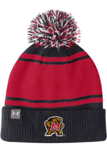 Maryland Terrapins Under Armour Youth POM Beanie Design Youth Knit Hat - Black