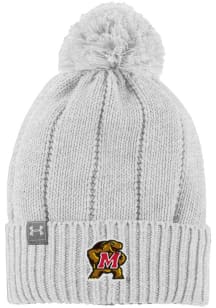 Maryland Terrapins Under Armour Women's POM Beanie Womens Knit Hat - Grey