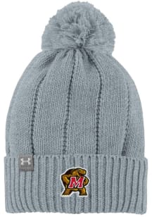 Maryland Terrapins Under Armour Women's POM Beanie Design Womens Knit Hat - Grey