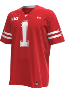 Mens Wisconsin Badgers Red Under Armour Number 1 Twill Throwback Football Jersey