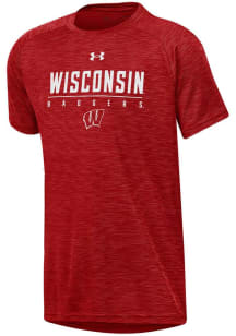 Youth Wisconsin Badgers Red Under Armour Rye Tech Short Sleeve T-Shirt