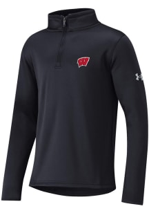 Youth Wisconsin Badgers Red Under Armour Armour Fleece Long Sleeve Quarter Zip