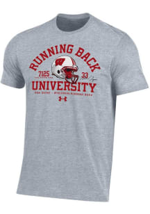 Ron Dayne Grey Wisconsin Badgers Running Back University Short Sleeve T Shirt