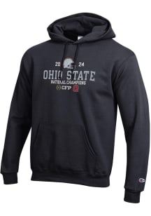 Mens Ohio State Buckeyes Black Champion 2024 Football National Champions Embroidered Hooded Swea..