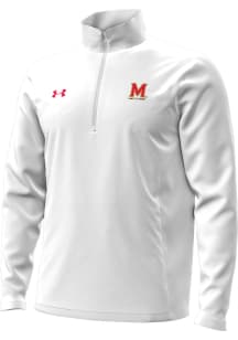 Mens Maryland Terrapins White Under Armour Sideline Pro Hybrid Qtr Zip Pullover