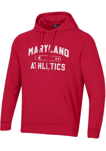 Mens Maryland Terrapins Red Under Armour Rival Fleece Hooded Sweatshirt