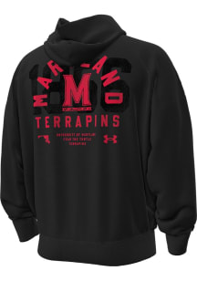 Mens Maryland Terrapins Black Under Armour Sideline Fleece Oversized Long Sleeve Fashion Hood