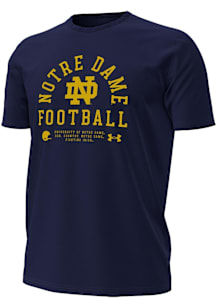Under Armour Notre Dame Fighting Irish Navy Blue Football Performance Cotton Short Sleeve T Shirt