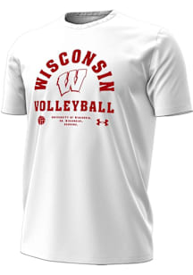 Wisconsin Badgers White Under Armour Performance Cotton Short Sleeve T Shirt