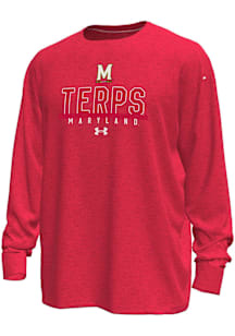 Under Armour Maryland Terrapins Red Gameday Motion Heavy Weight Long Sleeve T-Shirt