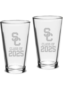 White USC Trojans Campus Crystal Class of 2025 Set of 2 Pint Glass