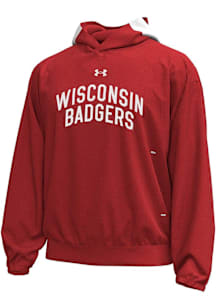 Under Armour Wisconsin Badgers Mens Red Gameday Icon Double Knit Fleece Fashion Hood