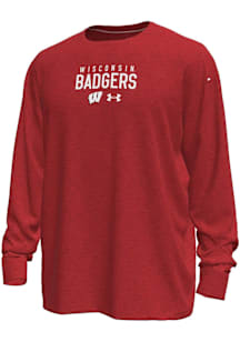 Mens Wisconsin Badgers Red Under Armour Gameday Motion Heavy Weight Long Sleeve T-Shirt