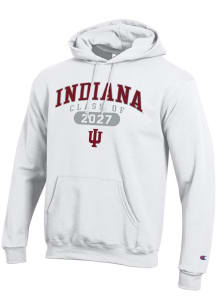 Mens Indiana Hoosiers White Champion Class of 2027 Powerblend Hooded Sweatshirt
