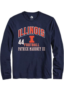 Patrick Mahoney III Mens Navy Blue Illinois Fighting Illini NIL Arch Logo Long Sleeve Player T Shi..