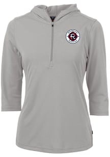 Cutter and Buck New England Revolution Womens Grey Virtue Eco Pique Hooded Sweatshirt