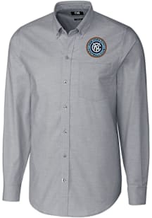 Cutter and Buck New York City FC Mens Charcoal Stretch Oxford Big and Tall Dress Shirt