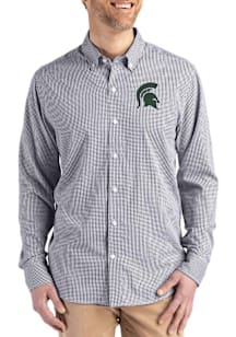 Cutter and Buck Michigan State Spartans Mens Black Skyline Long Sleeve Dress Shirt
