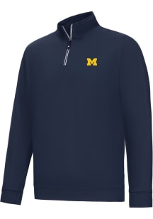 Mens Michigan Wolverines Navy Blue Footjoy Approach Qtr Zip Pullover