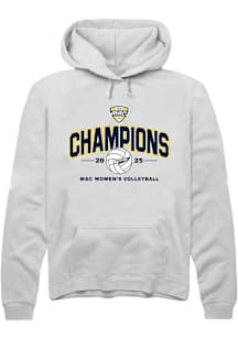 Summit Sportswear Toledo Rockets Mens White MAC 2025 Volleyball Champions Long Sleeve Hoodie