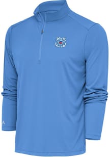 Antigua Coast Guard Mens Light Blue Tribute Long Sleeve Qtr Zip Pullover