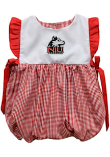 Vive La Fete Northern Illinois Huskies Baby Girls Red Gingham Bubble Short Sleeve Dress
