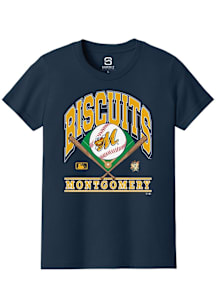 Summit Sportswear Montgomery Biscuits Youth Navy Blue Homefield Short Sleeve T-Shirt