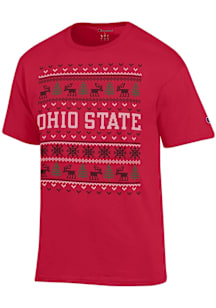 Champion Ohio State Buckeyes Red Christmas Short Sleeve T Shirt