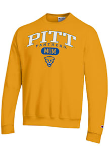 Champion Pitt Panthers Mens Gold Pill Box Mom Powerblend Long Sleeve Crew Sweatshirt