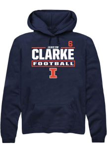 Jaheim Clarke Rally Mens Navy Blue Illinois Fighting Illini NIL Stacked Box Player Hood