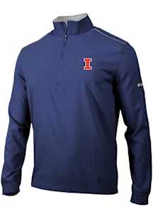 Columbia Illinois Fighting Illini Mens Navy Blue Heat Seal Bogey's Paradise Long Sleeve Qtr Zip Pu..