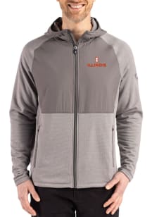 Mens Illinois Fighting Illini Graphite Cutter and Buck Peshastin Long Sleeve Full Zip Jacket