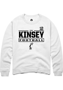 Zeb Kinsey Cincinnati Bearcats Mens White Football NIL Stacked Box Player Crew