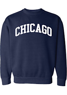 Summit Sportswear Chicago Womens Navy Blue Wordmark Crew Sweatshirt