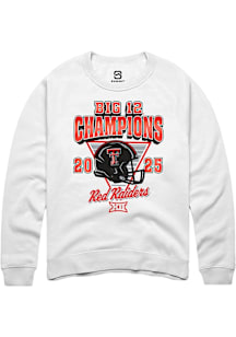 Summit Sportswear Texas Tech Red Raiders Mens White 2025 Big 12 Football Champions Long Sleeve Cre..
