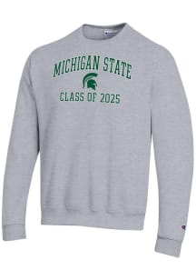 Mens Michigan State Spartans Grey Champion Class of 2025 Text Powerblend Crew Sweatshirt